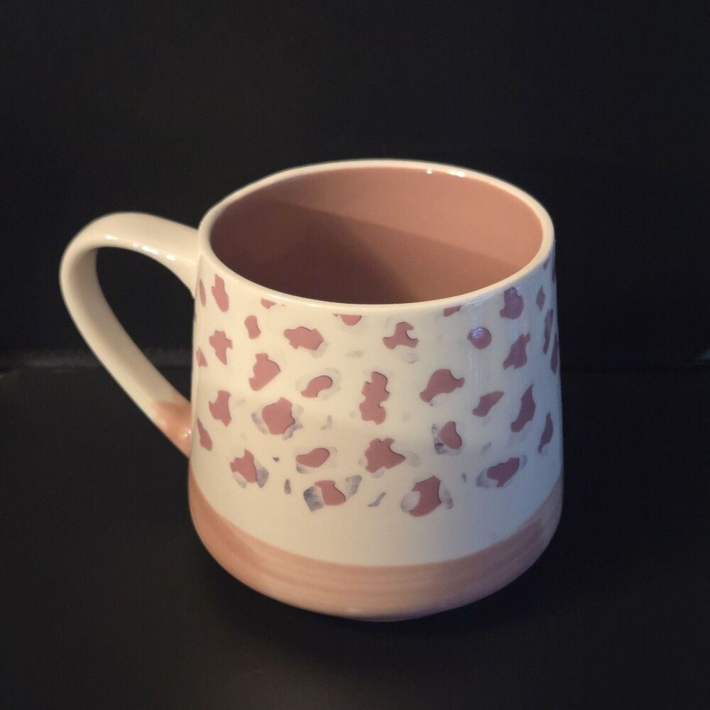Sheffield Home Ceramic Pink Leopard Print Coffee Mug  16 oz  Hot Coco Cup